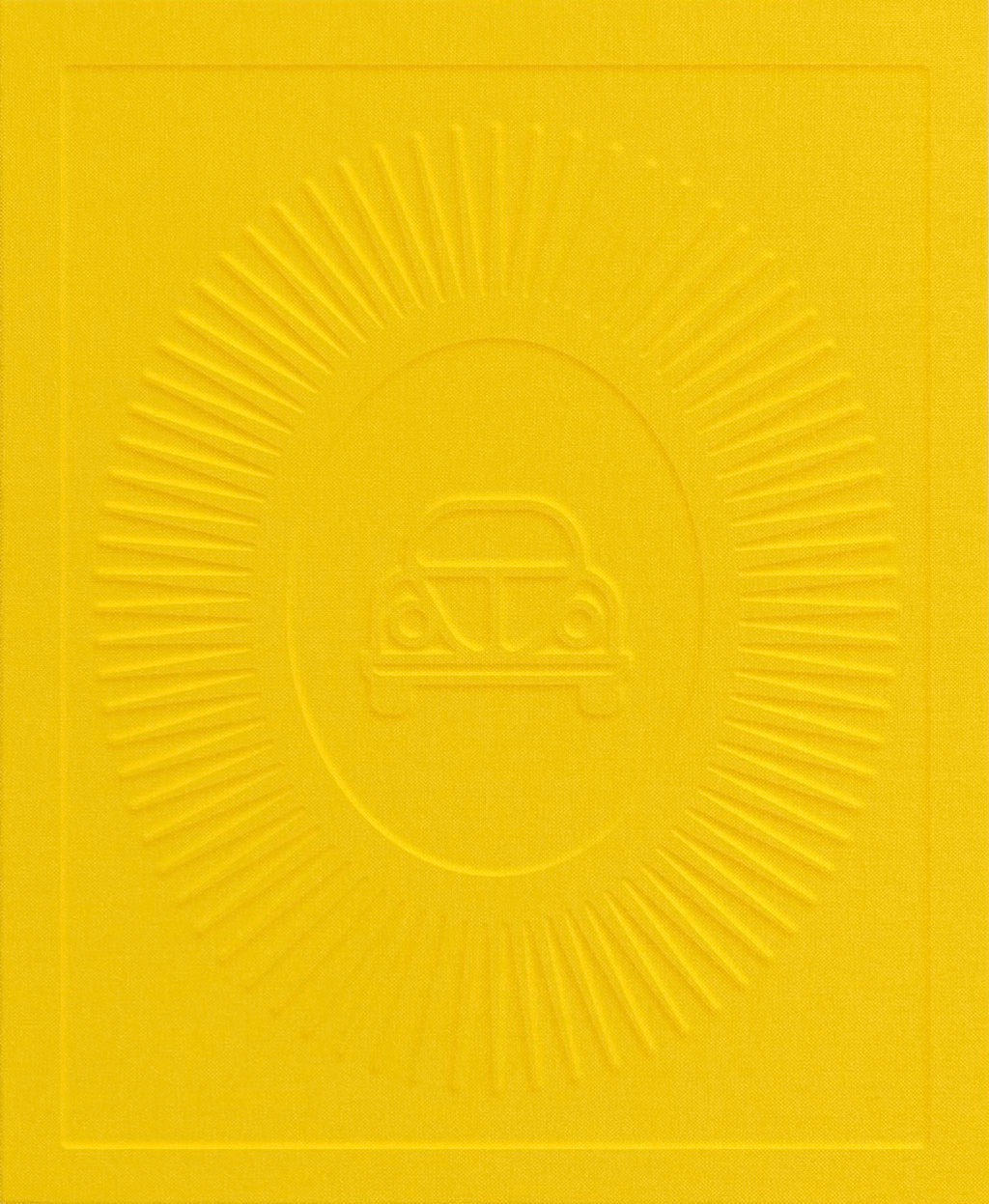 Cover of the new book Vochos Unidos by Rodrigo Gaya Villar, published by Carrara Media, showing the decorative slipcase with a Beetle positioned at the center of sunrays similar to the Virgen de Guadalupe. A coffee table book of automotive photography showing the Volkswagen Beetle across Mexico, aka "El Vocho." Limited Edition with slipcase and Leen Customs pin available for 500 copies only.